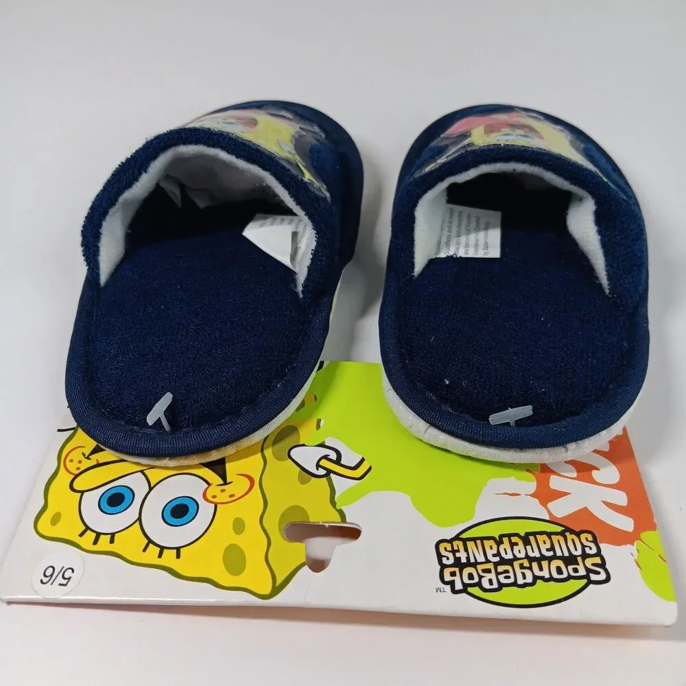 Nickelodeon Nick Jr Toddler Boys Girls Spongebob Slippers 5/6 Navy Blue NWT 2005